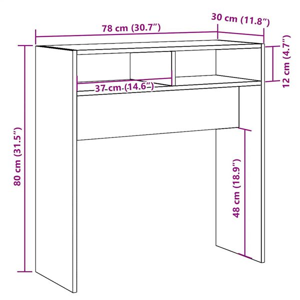 vidaXL Τραπέζι Κονσόλα Αρτισιανή Δρυς 78x30x80 εκ Επεξεργασμένο Ξύλο