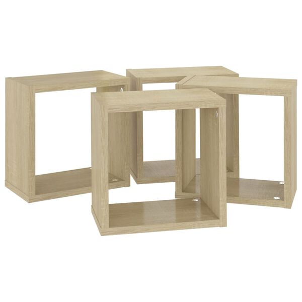 vidaXL Ράφια Κύβοι Τοίχου 4 τεμ. Sonoma Δρυς 26 x 15 x 26 εκ.