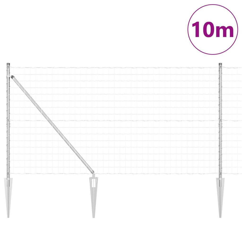 vidaXL Φράχτης με Στήλες. Ασημί 1.4 x 10 m Ατσάλι
