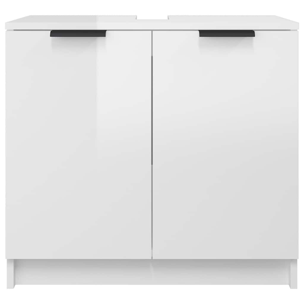 vidaXL Ντουλάπι Μπάνιου Γυαλιστερό Λευκό 64,5x33,5x59εκ. Επεξεργ. Ξύλο