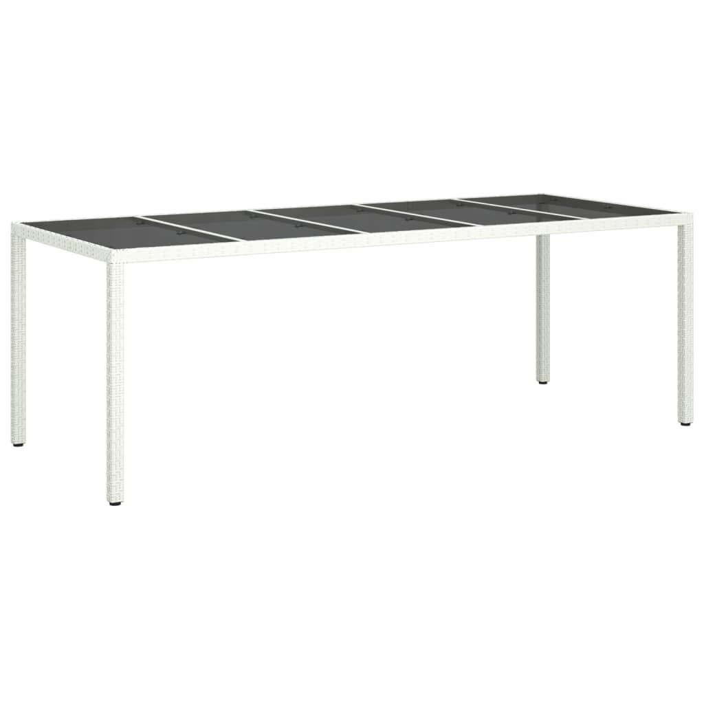 vidaXL Τραπέζι Κήπου Λευκό 250x100x75 εκ. Συνθετ. Ρατάν/Ψημένο Γυαλί