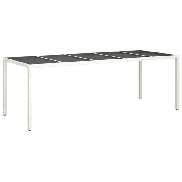vidaXL Τραπέζι Κήπου Λευκό 250x100x75 εκ. Συνθετ. Ρατάν/Ψημένο Γυαλί