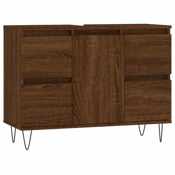 vidaXL Ντουλάπι Μπάνιου Καφέ Δρυς 80 x 33 x 60 εκ. Επεξεργασμένο Ξύλο
