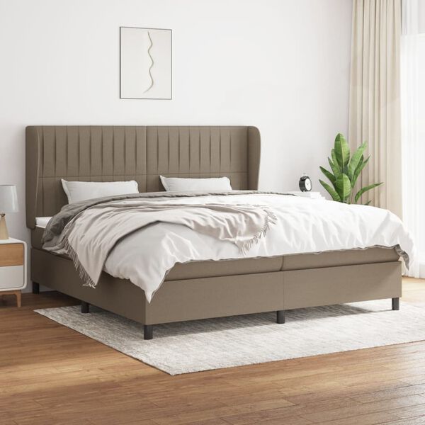 vidaXL &Kappa;&rho;&epsilon;&beta;ά&tau;&iota; Boxspring &mu;&epsilon; &Sigma;&tau;&rho;ώ&mu;&alpha; Taupe 200x200 &epsilon;&kappa;. &Upsilon;&phi;&alpha;&sigma;&mu;ά&tau;&iota;&nu;&omicron;