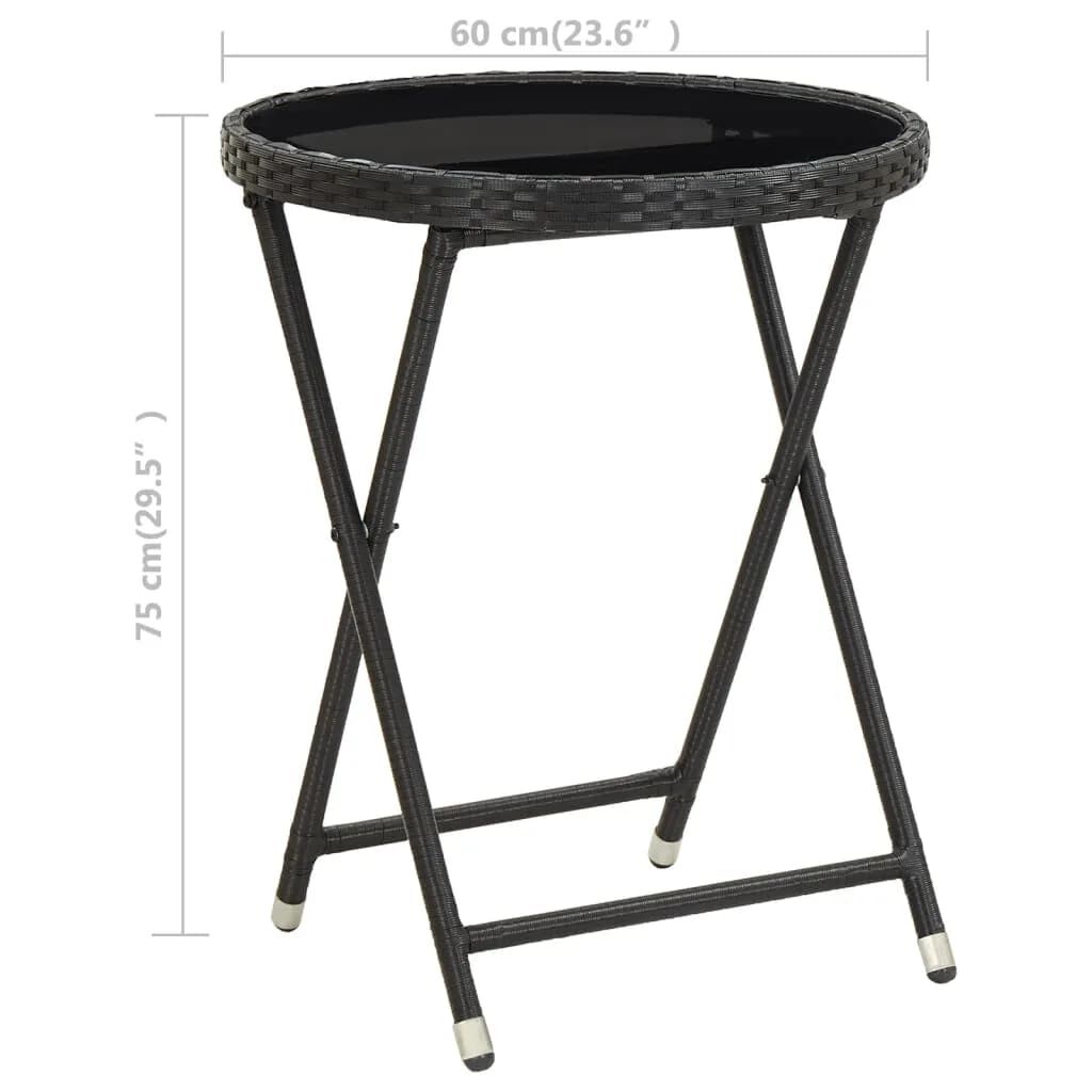 vidaXL Σετ Επίπλων Bistro Κήπου 3 τεμ. Μαύρο Συνθ. Ρατάν/Ψημένο Γυαλί