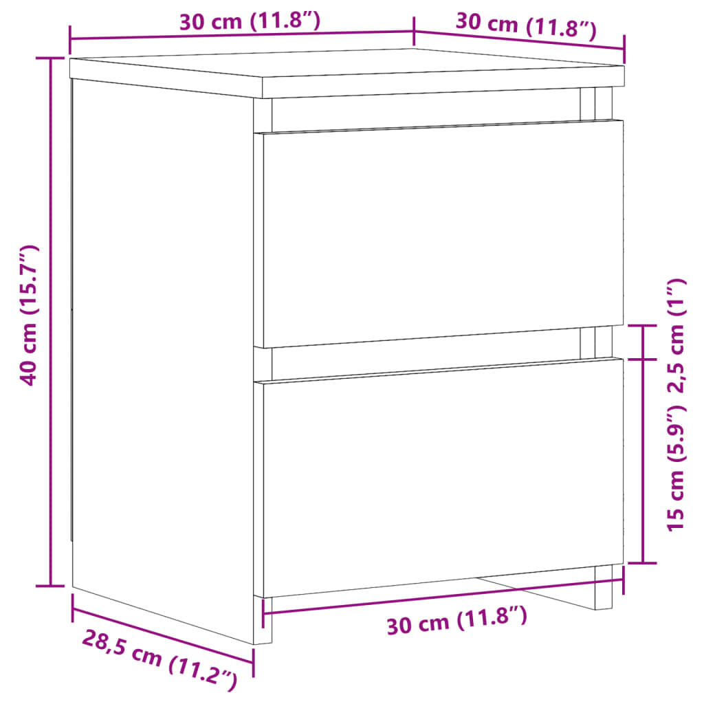 vidaXL Κομοδίνο Όψη Παλαιού Ξύλου 30 x 30 x 40 εκ. από Επεξ. Ξύλο
