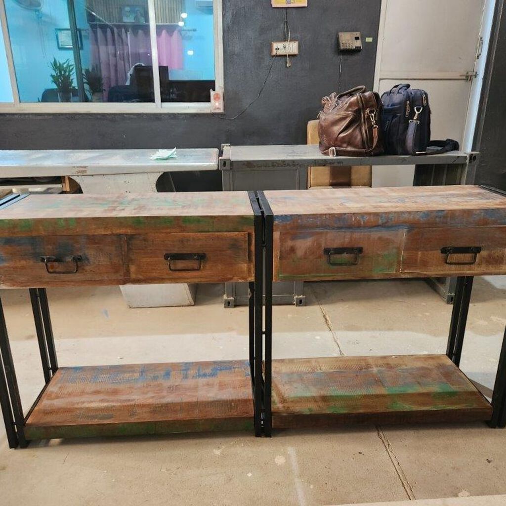 vidaXL Τραπέζι κονσόλας με συρτάρια 160x33x75 εκ. από ανακυκλωμένο ξύλο