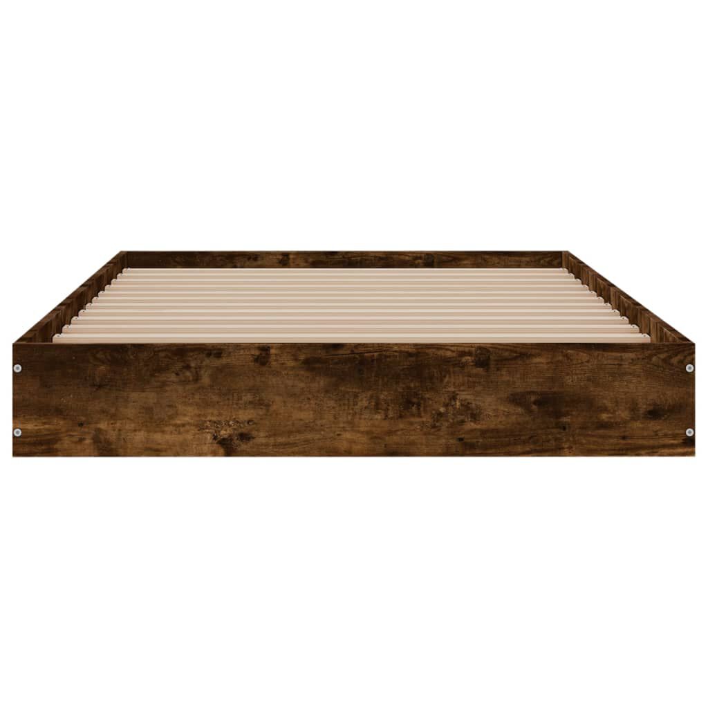 vidaXL Πλαίσιο Κρεβ. Χωρ. Στρώμα Καπνιστή Δρυς 90 x 190 εκ. Επεξ. Ξύλο
