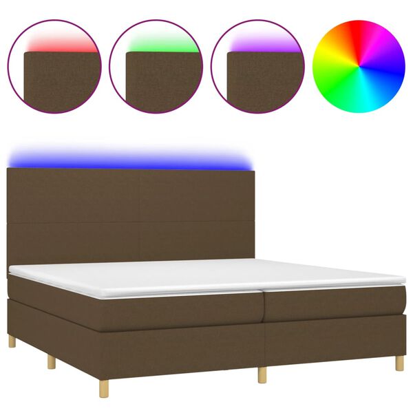 vidaXL &Kappa;&rho;&epsilon;&beta;ά&tau;&iota; Boxspring &mu;&epsilon; &Sigma;&tau;&rho;ώ&mu;&alpha; & LED &Sigma;&kappa;.&Kappa;&alpha;&phi;έ 200x200&epsilon;&kappa;. &Upsilon;&phi;&alpha;&sigma;&mu;ά&tau;&iota;&nu;&omicron;