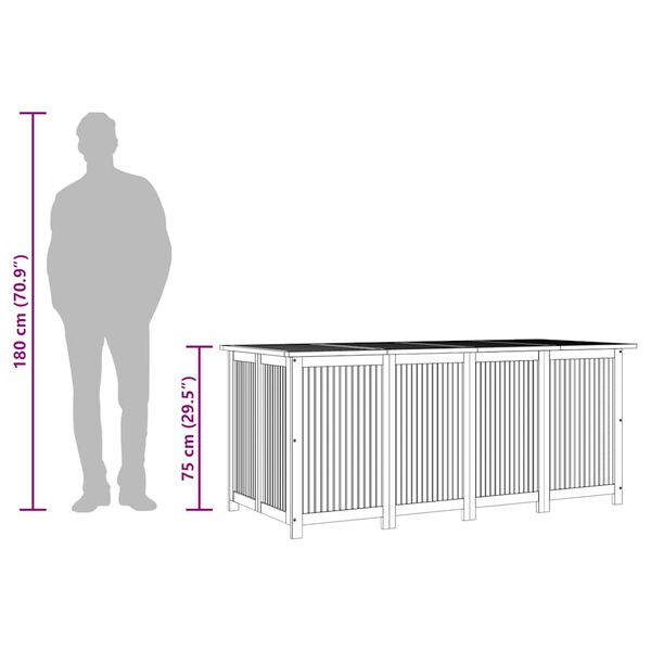 vidaXL Μπαούλο Αποθήκευσης Κήπου 200x80x75 εκ. από Μασίφ Ξύλο Ακακίας
