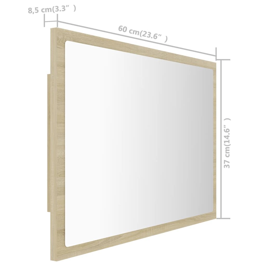 vidaXL Καθρέφτης Μπάνιου με LED Sonoma Δρυς 60x8,5x37 εκ. Ακρυλικός
