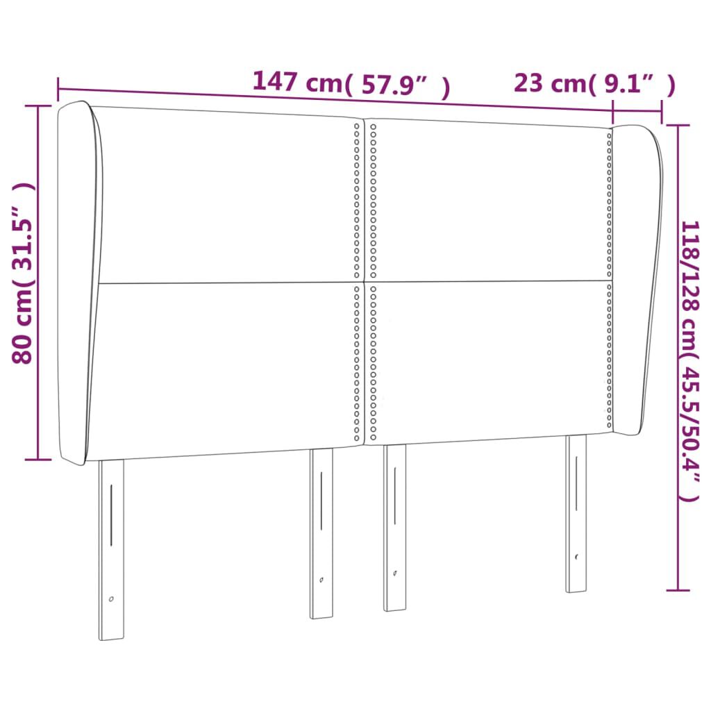 vidaXL Κεφαλάρι με Πτερύγια Σκούρο Μπλε 147x23x118/128 εκ.Βελούδινο