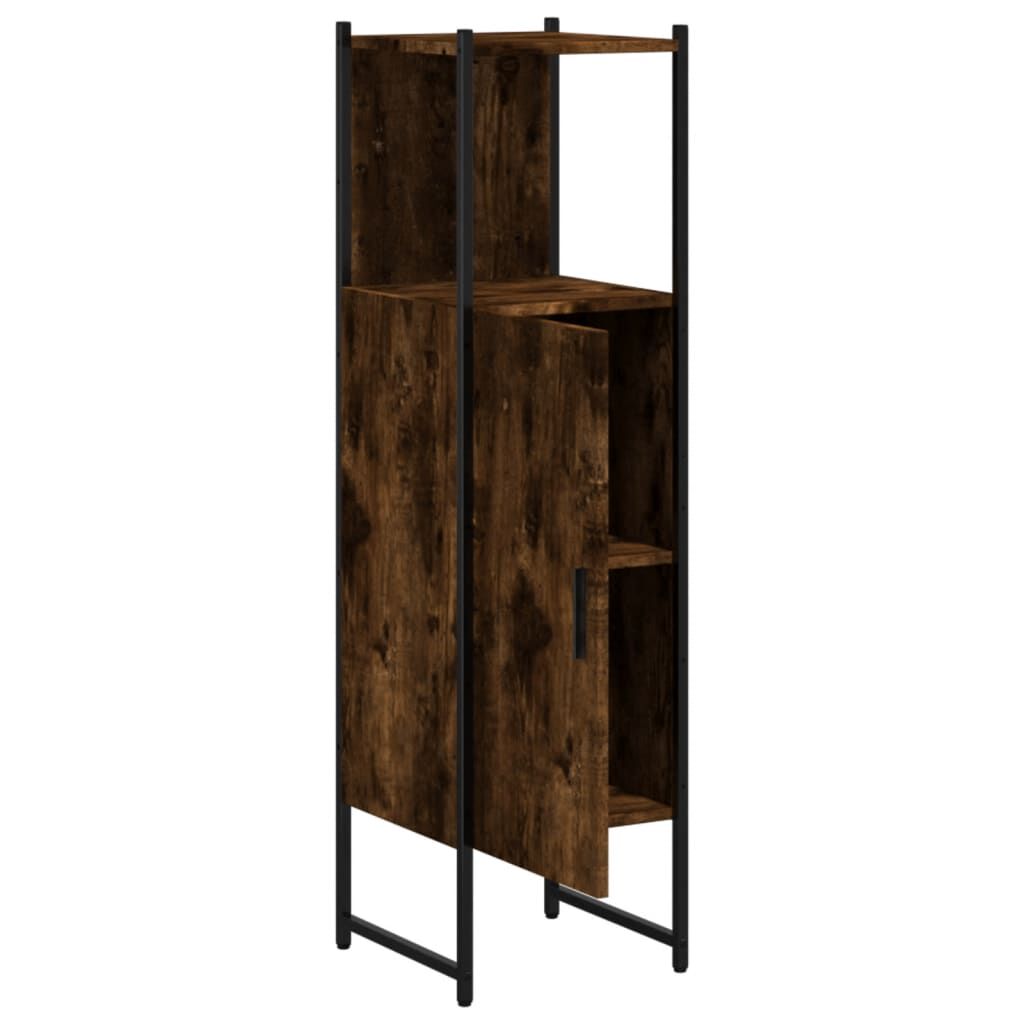 vidaXL Ντουλάπι Μπάνιου Καπνιστή Δρυς 33x33x120,5 εκ. Επεξεργ. Ξύλο
