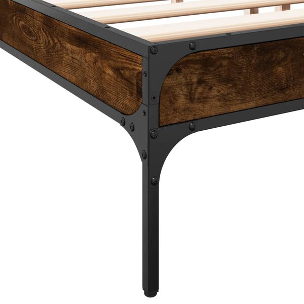 vidaXL Πλαίσιο Κρεβατιού Καπνιστή Δρυς 180x200εκ. Επεξ. Ξύλο & Μέταλλο