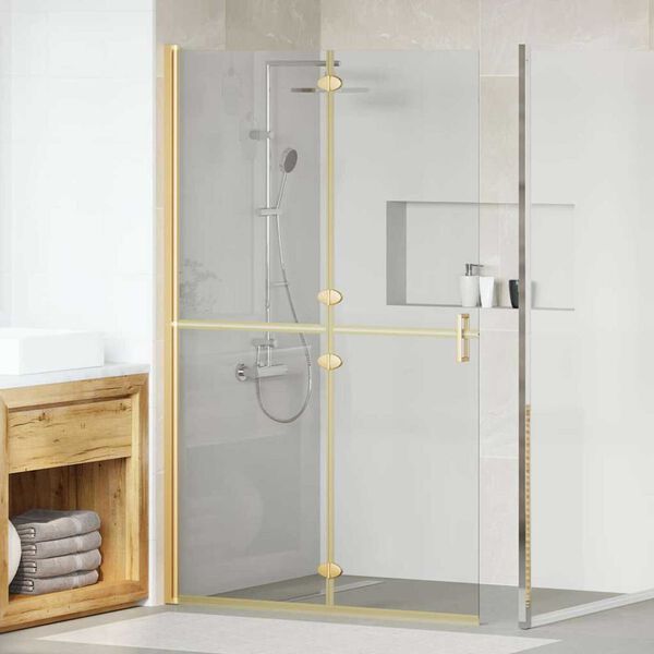 vidaXL Τοίχος ντους Walk-in Άλλο Χρυσό και διαφανές 120 x 190 cm