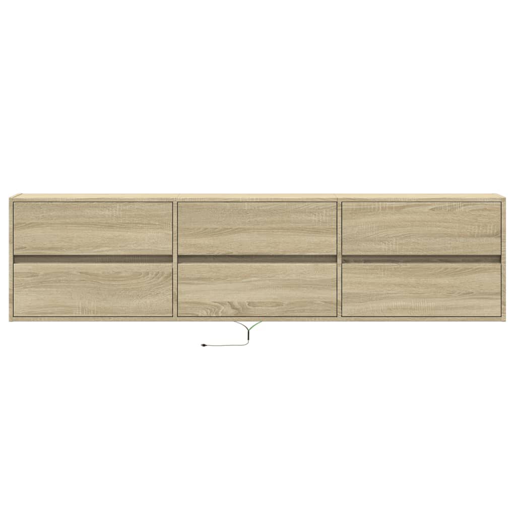 vidaXL Έπιπλο Τοίχου Τηλεόρασης με LED Sonoma Δρυς 180x31x45 εκ.