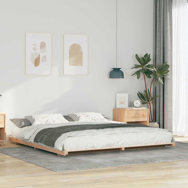 vidaXL Κρεβάτι δαπέδου Καφέ 180 x 210 cm Μασίφ ξύλο πεύκου