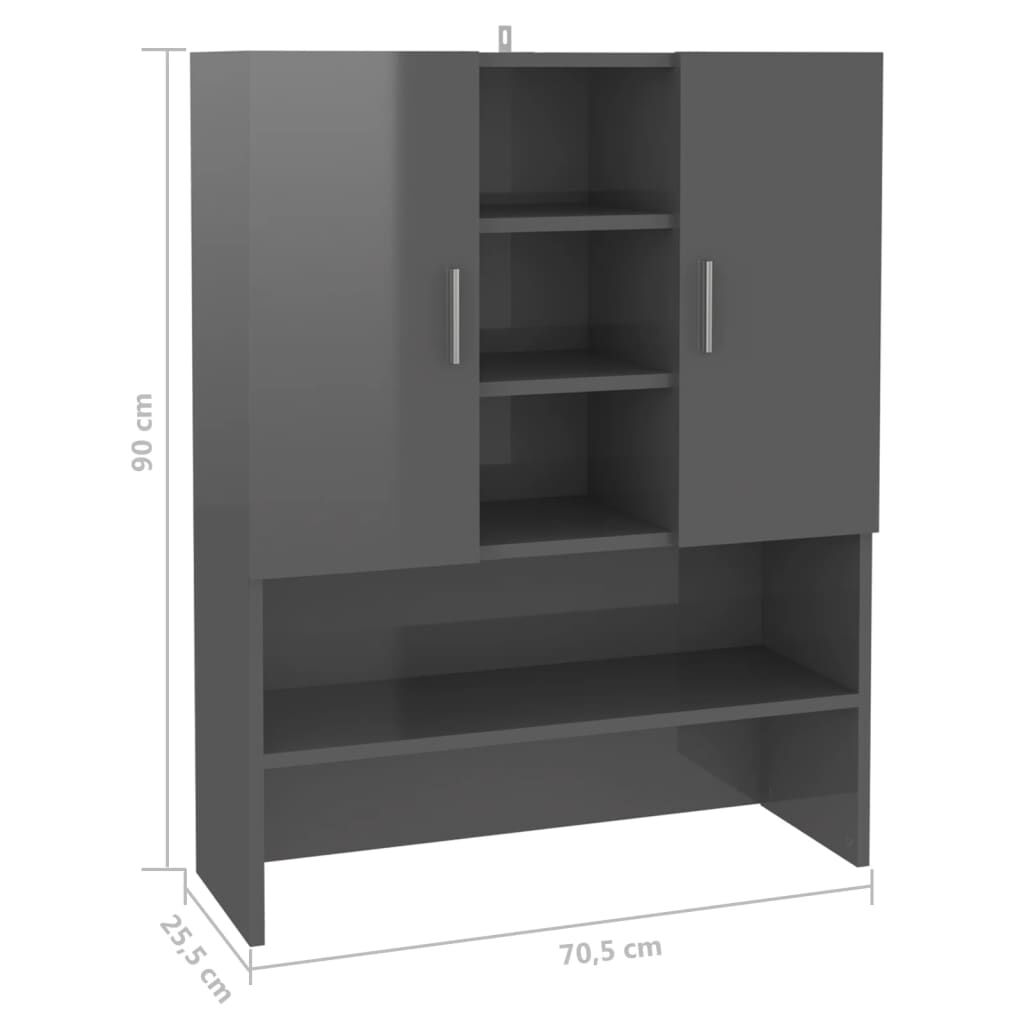 vidaXL Ντουλάπι Πλυντηρίου Γυαλιστερό Γκρι 70,5 x 25,5 x 90 εκ.