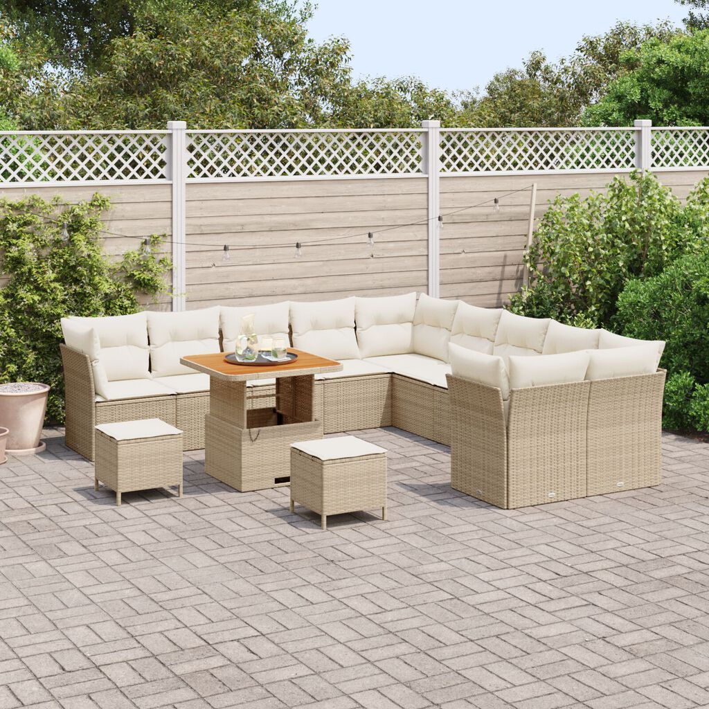 vidaXL Σετ Καναπέ Κήπου 13 pcs μπεζ και κρεμ 80 x 80 x 71 cm
