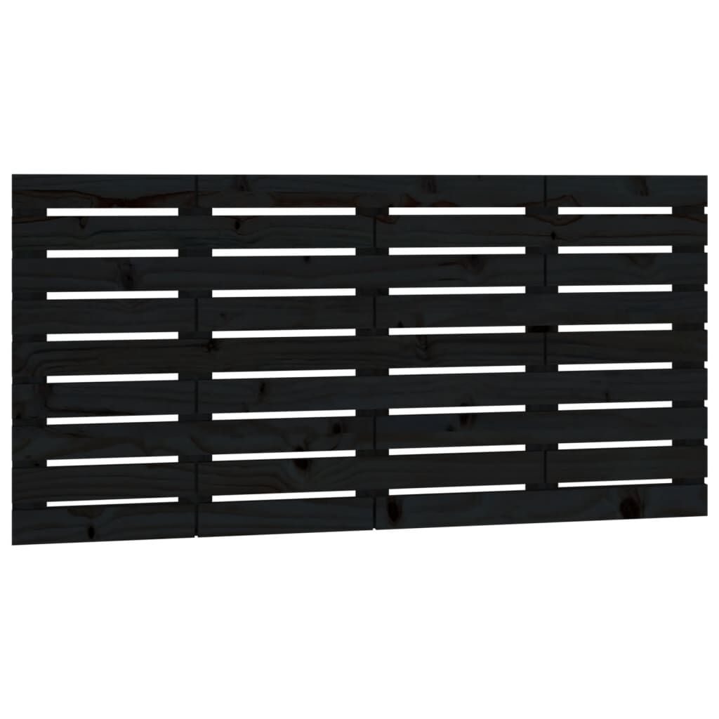 vidaXL Κεφαλάρι Τοίχου Μαύρο 126x3x63 εκ. από Μασίφ Ξύλο Πεύκου