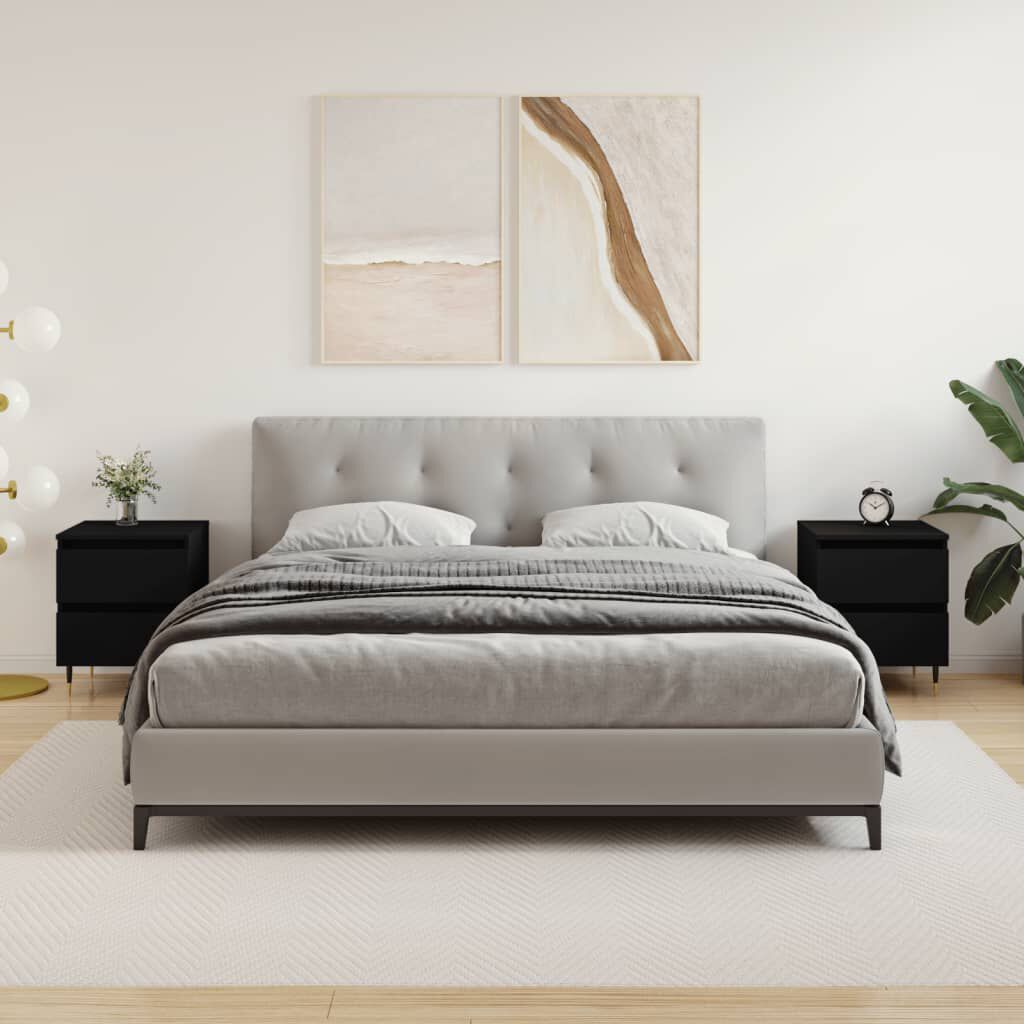 vidaXL Κομοδίνα 2 τεμ. Μαύρα 40 x 35 x 50 εκ. από Επεξεργασμένο Ξύλο