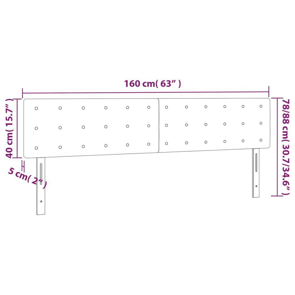 vidaXL Κεφαλάρι Κρεβατιού LED Σκούρο Μπλε 160x5x78/88 εκ. Βελούδινο