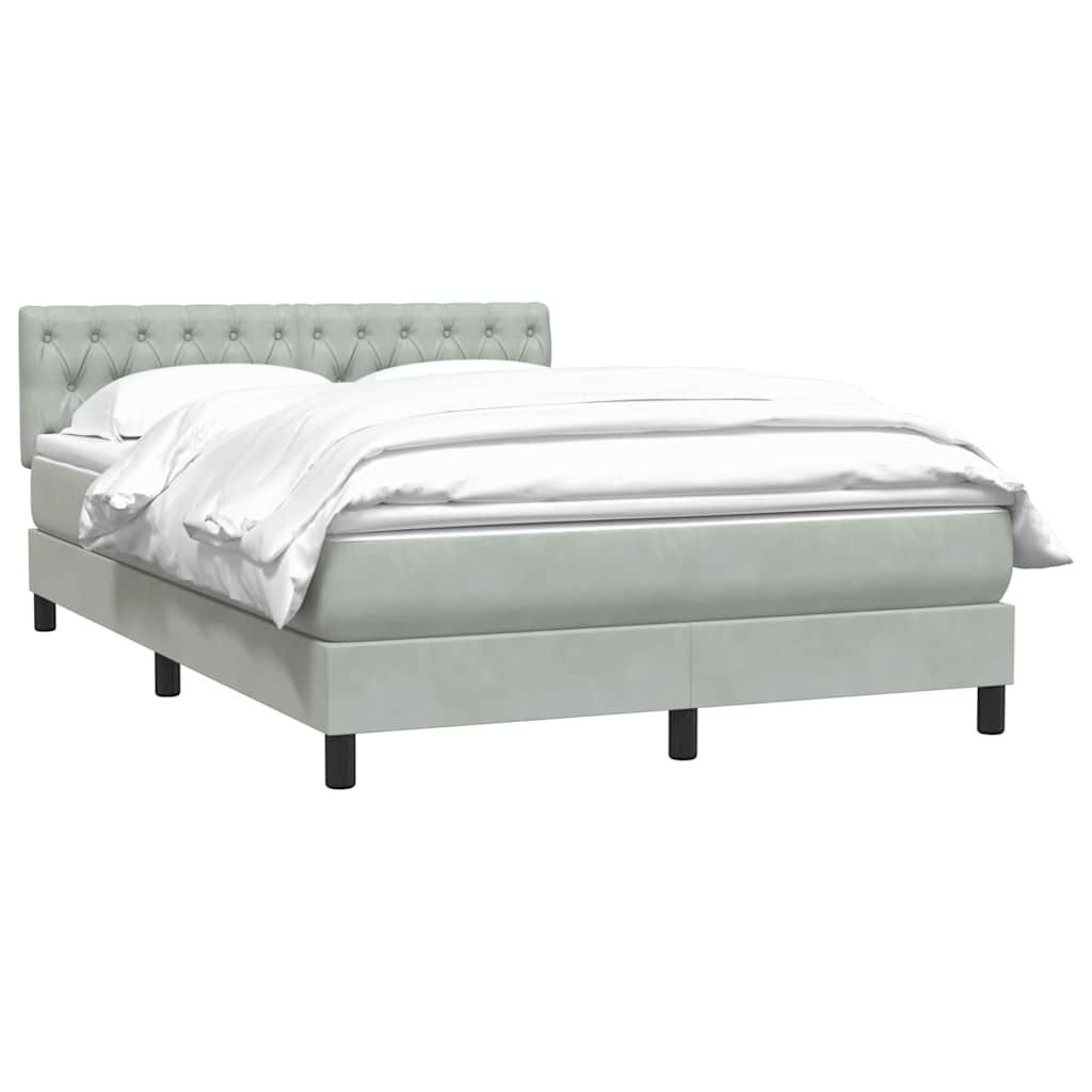 vidaXL Κρεβάτι Boxspring με Στρώμα Ανοιχτό Γκρι 140x210 εκ. Βελούδινο