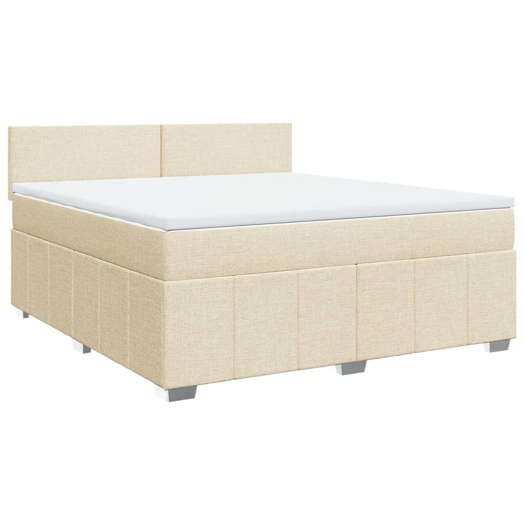vidaXL Κρεβάτι Boxspring με Στρώμα Κρεμ 180x200 εκ. Υφασμάτινο
