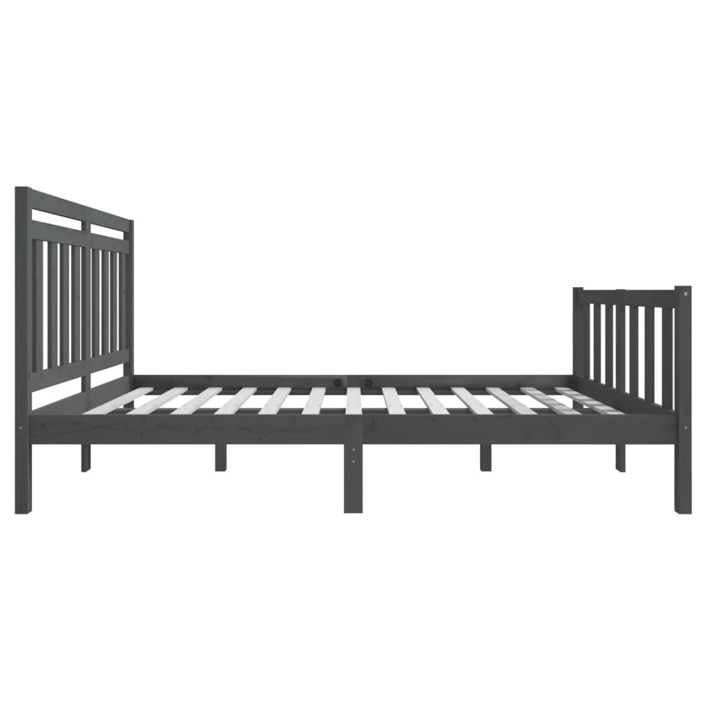 vidaXL Πλαίσιο Κρεβατιού Γκρι 150 x 200 εκ. Μασίφ Ξύλο King Size