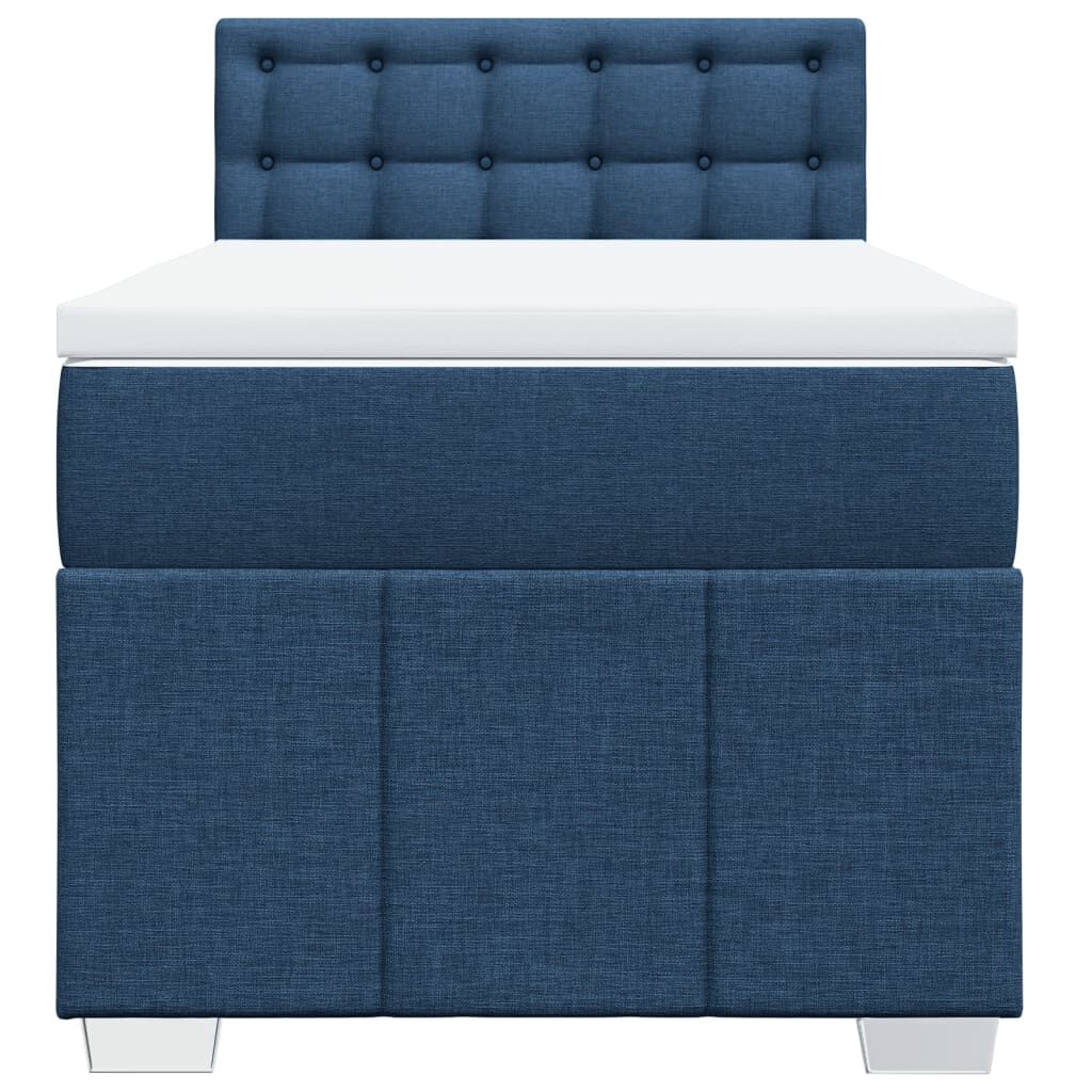 vidaXL Κρεβάτι Boxspring με Στρώμα Μπλε 100 x 200 εκ. Υφασμάτινο