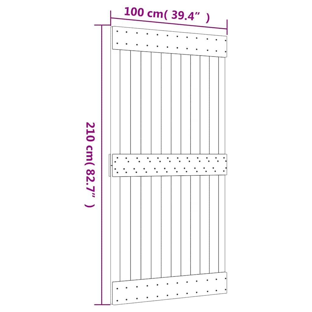 vidaXL Πόρτα NARVIK 100 x 210 εκ. από Μασίφ Ξύλο Πεύκου