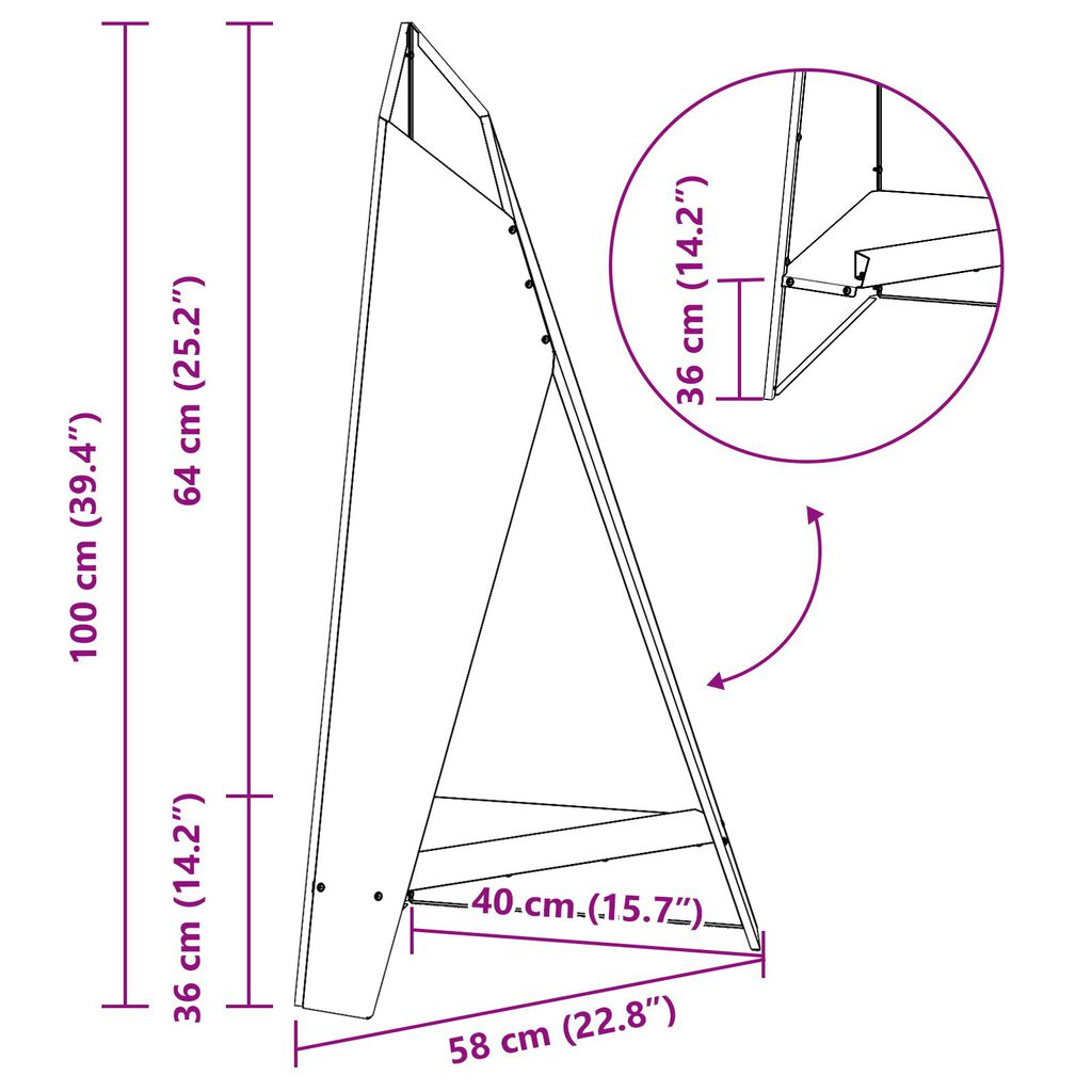 vidaXL Ράφι Φωτιάς Μαύρο 58x36x100 εκ. Ατσάλι