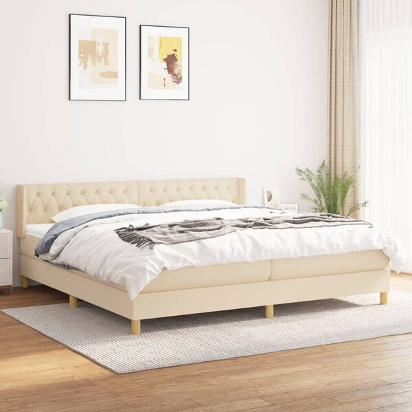 vidaXL &Kappa;&rho;&epsilon;&beta;ά&tau;&iota; Boxspring &mu;&epsilon; &Sigma;&tau;&rho;ώ&mu;&alpha; &Kappa;&rho;&epsilon;&mu; 200x200 &epsilon;&kappa;. &Upsilon;&phi;&alpha;&sigma;&mu;ά&tau;&iota;&nu;&omicron;