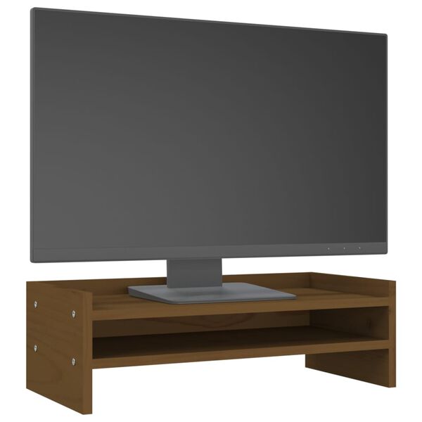 vidaXL Βάση Οθόνης Καφέ Μελί 50x24x16 εκ. από Μασίφ Ξύλο Πεύκου