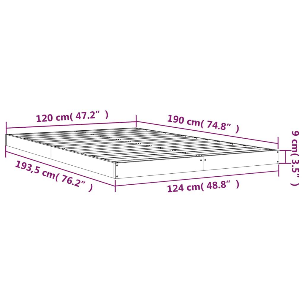 vidaXL Πλαίσιο Κρεβατιού Λευκό 120x190 εκ. Ημίδιπλο Μασίφ Ξύλο Πεύκου