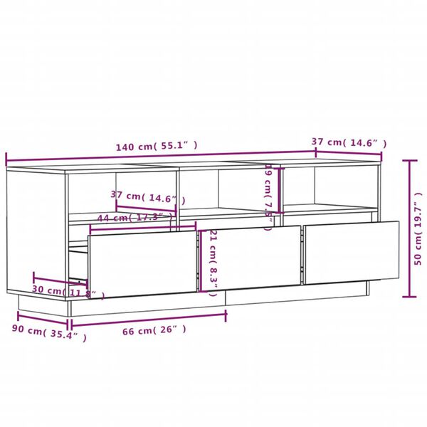 vidaXL Έπιπλο Τηλεόρασης 140 x 37 x 50 εκ. από Μασίφ Ξύλο Πεύκου