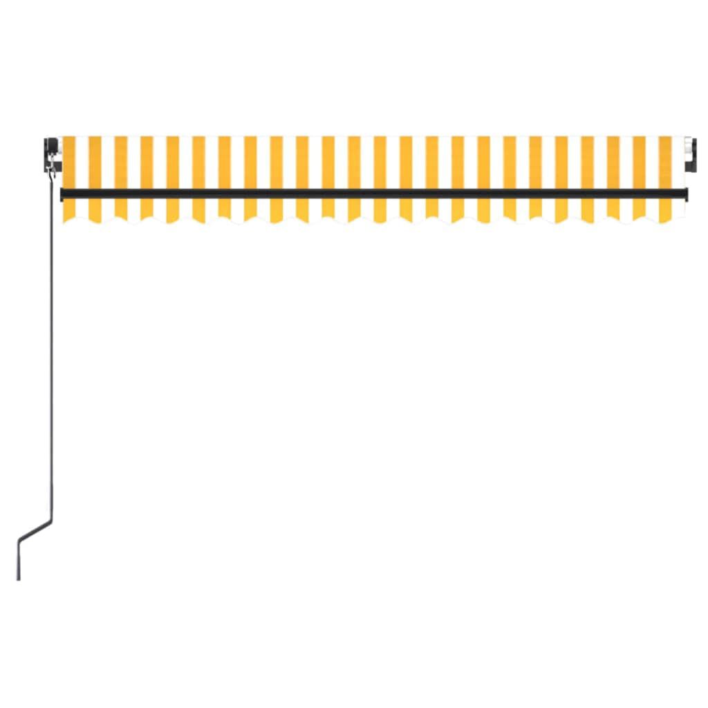 vidaXL Τέντα Συρόμενη Χειροκίνητη με LED Κίτρινο / Λευκό 450 x 350 εκ.