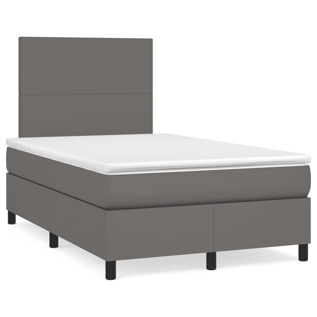 vidaXL Κρεβάτι Boxspring με Στρώμα & LED Γκρι 120x190 εκ. Συνθ. Δέρμα