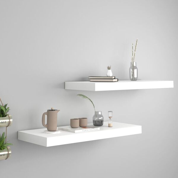 vidaXL Ράφια Τοίχου 2 τεμ. Άσπρα 60 x 23,5 x 3,8 εκ. MDF