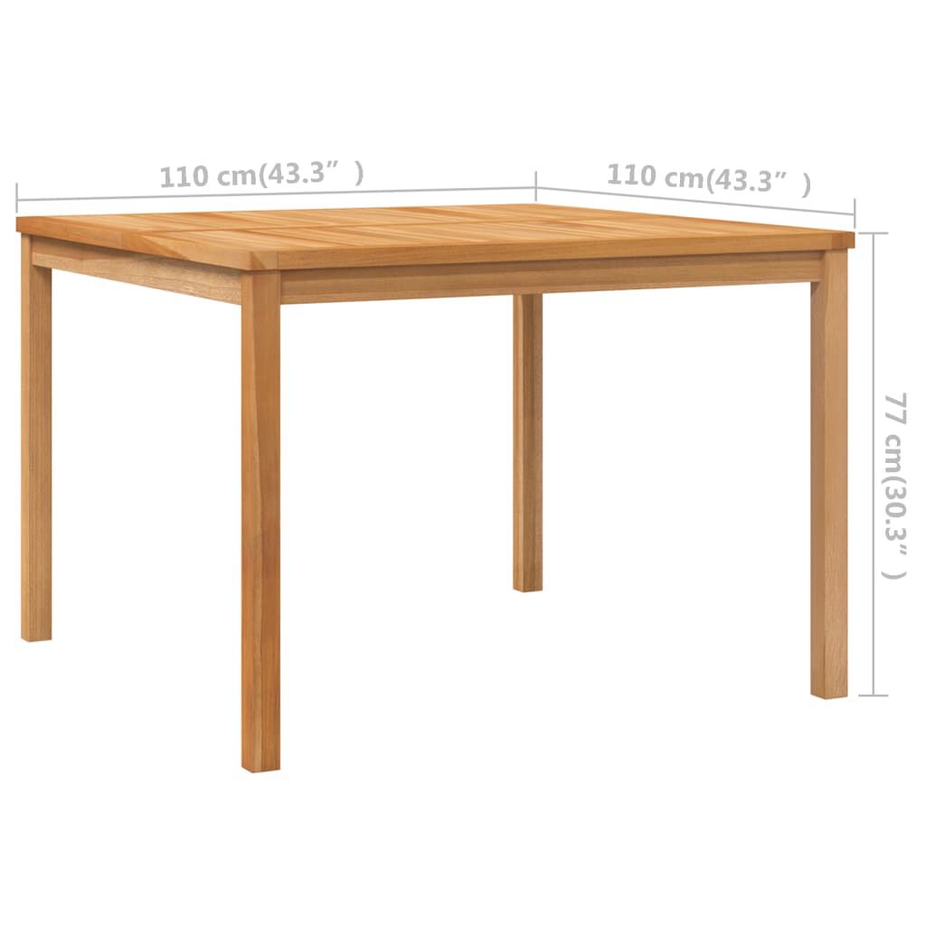 vidaXL Τραπεζαρία Κήπου 110 x 110 x 77 εκ. από Μασίφ Ξύλο Teak