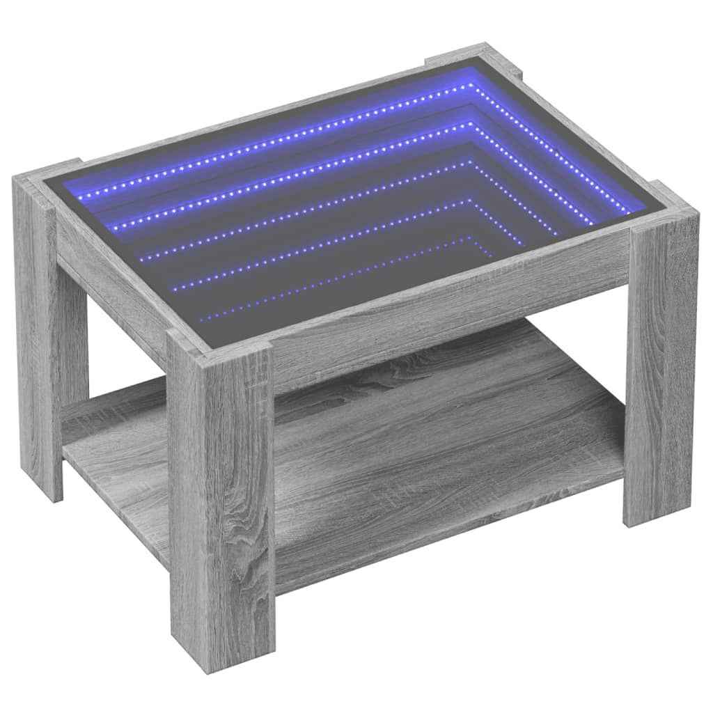 vidaXL Τραπεζάκι Σαλονιού με LED Γκρι 73x53x45 εκ. Επεξεργασμένο Ξύλο