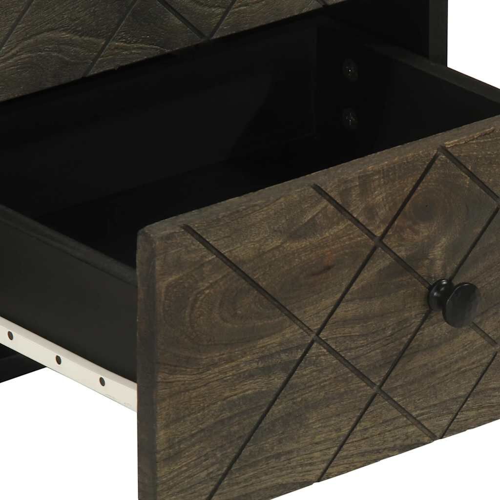 vidaXL Κομοδίνο Μαύρο 40 x 33 x 46 εκ. από Μασίφ Ξύλο Μάνγκο
