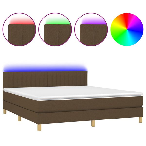 vidaXL &Kappa;&rho;&epsilon;&beta;ά&tau;&iota; Boxspring &mu;&epsilon; &Sigma;&tau;&rho;ώ&mu;&alpha; & LED &Sigma;&kappa;.&Kappa;&alpha;&phi;έ 180x200&epsilon;&kappa;. &Upsilon;&phi;&alpha;&sigma;&mu;ά&tau;&iota;&nu;&omicron;