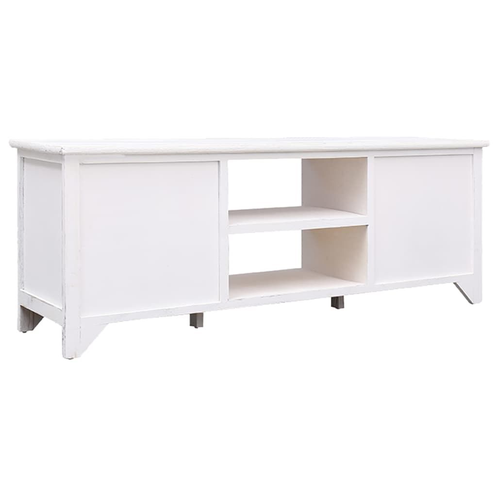 vidaXL Έπιπλο Τηλεόρασης Αντικέ Λευκό 108x30x40 εκ. Μασίφ Παυλώνιας