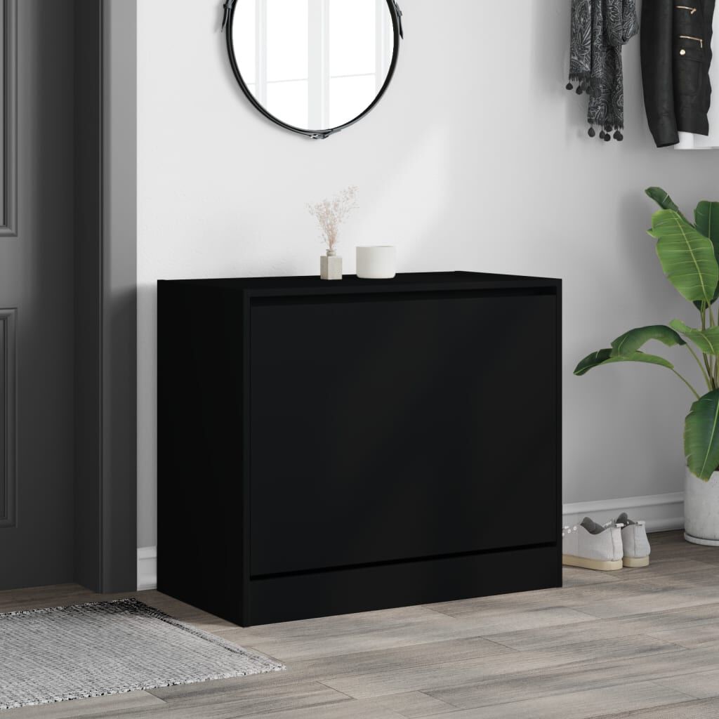 vidaXL Παπουτσοθήκη Μαύρη 80x42x69 εκ. από Επεξεργασμένο Ξύλο