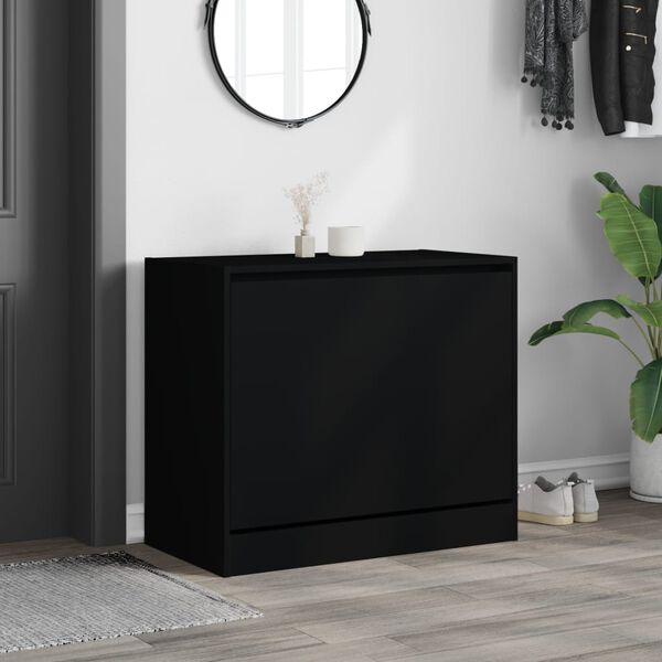 vidaXL Παπουτσοθήκη Μαύρη 80x42x69 εκ. από Επεξεργασμένο Ξύλο