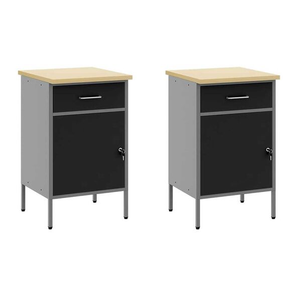 vidaXL Πάγκος εργασίας με συρτάρι 8 pcs Γκρι 100 x 55 x 200 εκ Ατσάλι