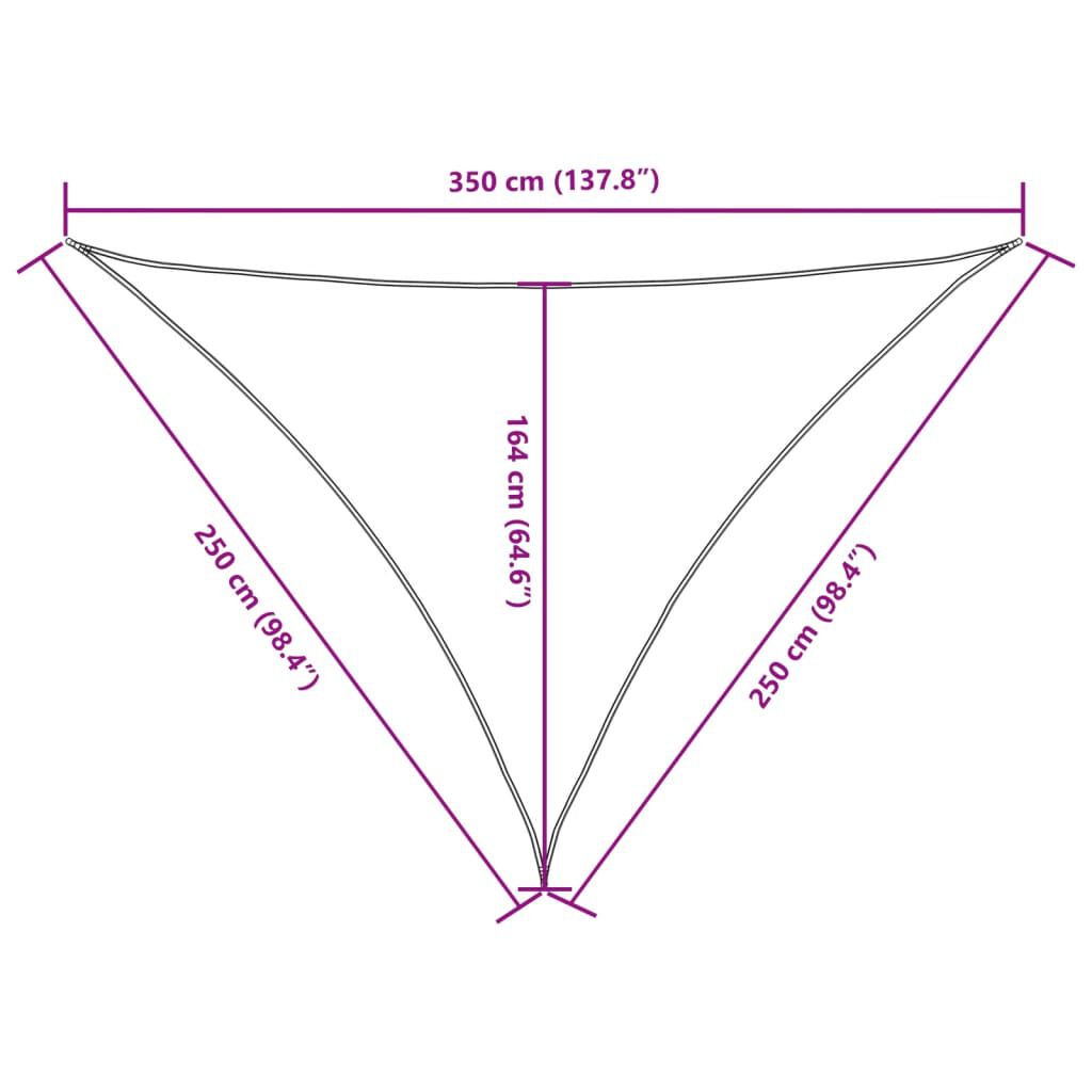 vidaXL Πανί Σκίασης Τρίγωνο Σκ. Πράσινο 2,5x2,5x3,5 μ. Ύφασμα Oxford