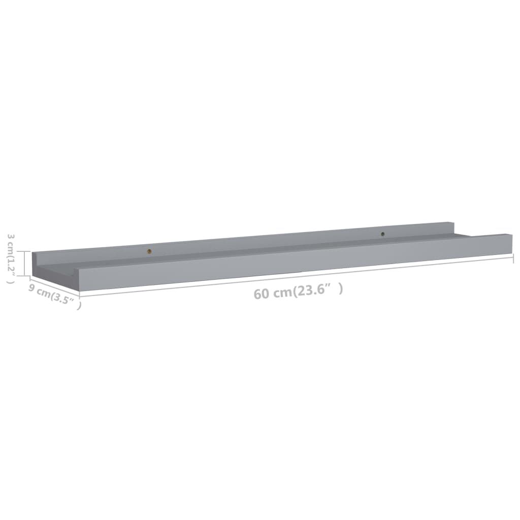 vidaXL Ράφια για Κορνίζες 2 τεμ. Γκρι 60 x 9 x 3 εκ. από MDF