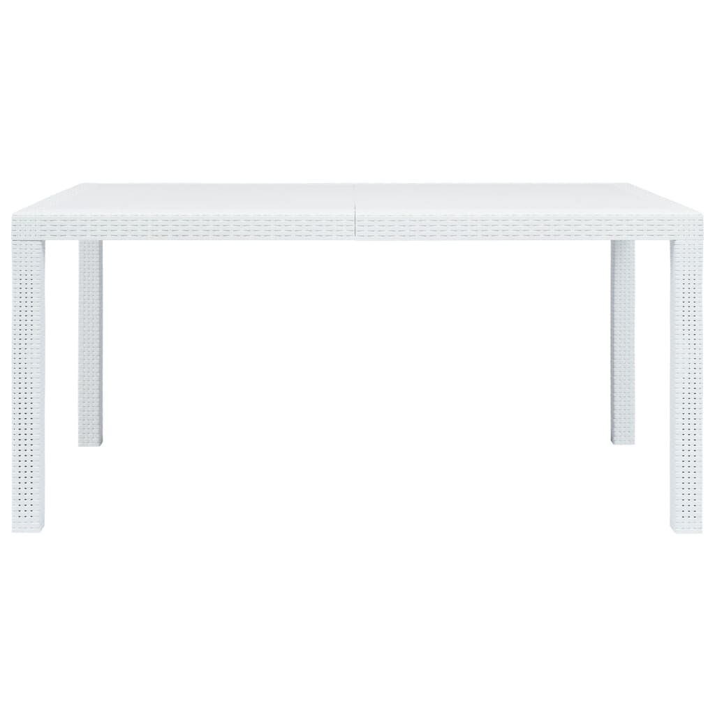vidaXL Τραπέζι Κήπου Λευκό με Εμφάνιση Ρατάν 150x90x72 εκ. Πλαστικό